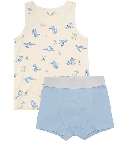 CeLaVi Underwear Set - Undershirt/Boxers - Dusty Blue