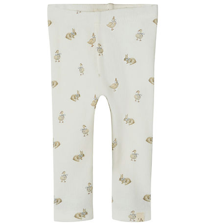 Lil' Atelier Leggings - Rib - NbnLavo - AOP - Coconut Milk