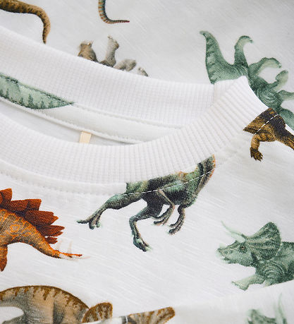 Minymo T-shirt - Bright White w. Dinosaur