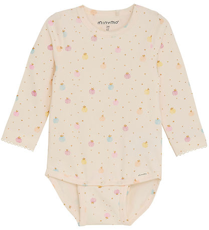 Minymo Romper l/s - White Swan m. Appels