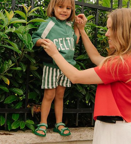 Bisgaard X Trine Kjær Sandals - Addie - Emerald Green Stripe