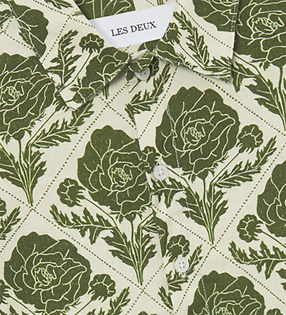 Les Deux Shirt - Lesley Flower Tile - Vintage Green/Ivory