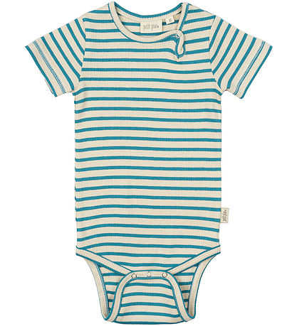 Petit Piao Bodysuit s/s - Rib - Modal - Turquise/Dark Off White Petit Piao Bodysuit s/s - Rib - Modal - Turquise/Dark Off White