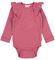 Petit Piao Bodysuit l/s - Rib - Modal - Frill - Light Berry Petit Piao Bodysuit l/s - Rib - Modal - Frill - Light Berry