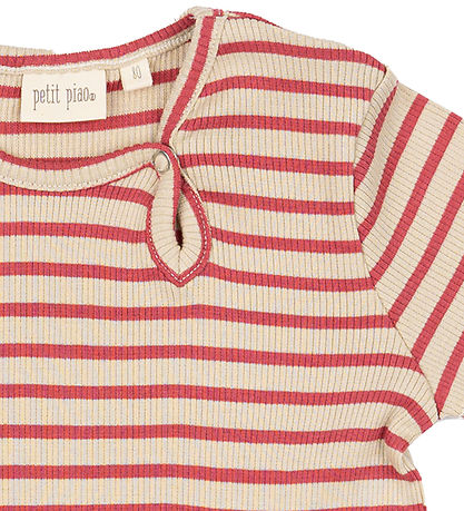 Petit Piao Jurk - Rib - Modaal - Light Berry/Dark Off White
