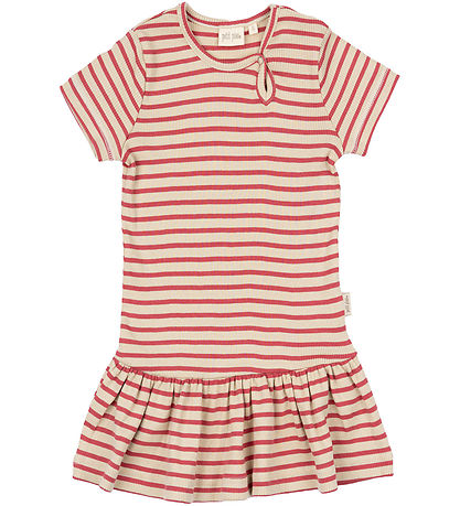 Petit Piao Jurk - Rib - Modaal - Light Berry/Dark Off White