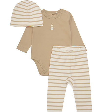 Fixoni Set - Leggings/Beanie/Bodysuit l/s - Sesame