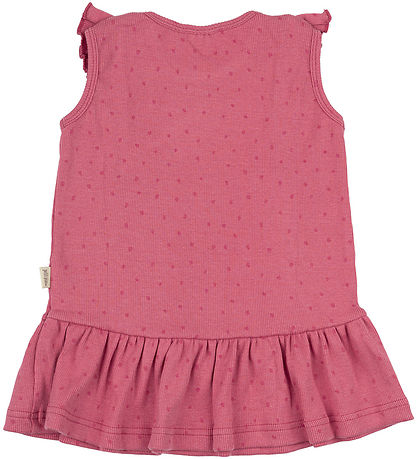 Petit Piao Dress - Rib - Modal- Frill Dot - Light Berry