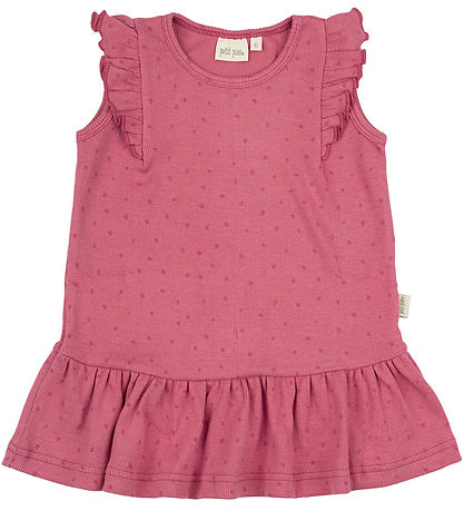 Petit Piao Dress - Rib - Modal- Frill Dot - Light Berry