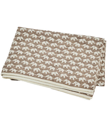 Smallstuff Baby Blanket - Wool - 80x100 cm - Elephants - Natural