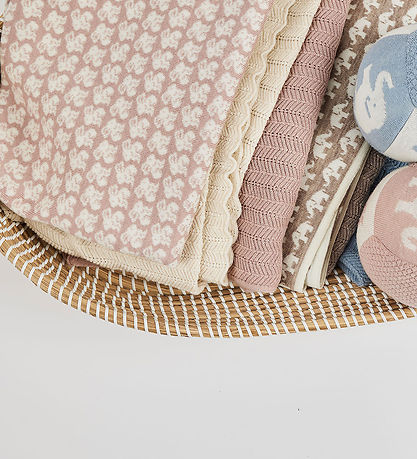 Smallstuff Baby Blanket - Wool - 80x100 cm - Rabbits - Powder