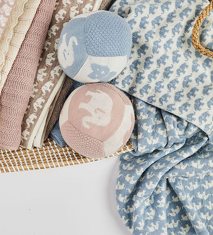 Smallstuff Baby Blanket - Wool - 80x100 cm - Elephants - Blue
