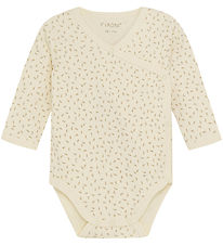 Fixoni Wrap Bodysuit l/s - Sesame w. Leaves Fixoni Wrap Bodysuit l/s - Sesame w. Leaves