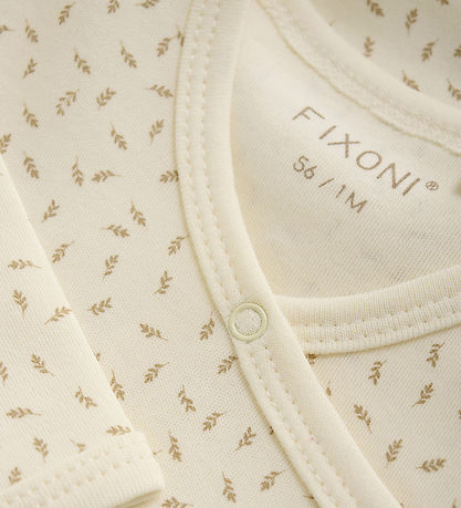 Fixoni Wrap Bodysuit l/s - Sesame w. Leaves