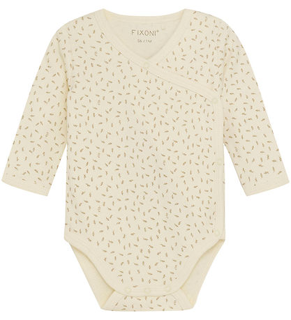 Fixoni Wrap Bodysuit l/s - Sesame w. Leaves