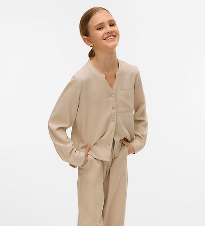 Vero Moda Girl Skjorta - VmMymilo - V-Neck - Silver Foder