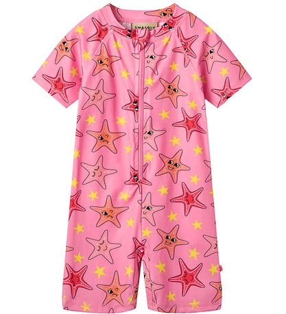 Småfolk Coverall Swimsuit - UV50+ - Bubblegum - w. starfish