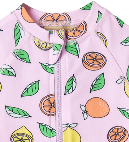 Småfolk Coverall Swimsuit - UV50+ - Pink Lavender w. Fruits