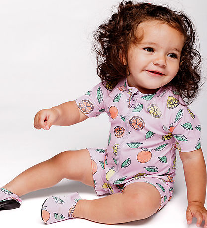 Småfolk Coverall Swimsuit - UV50+ - Pink Lavender w. Fruits