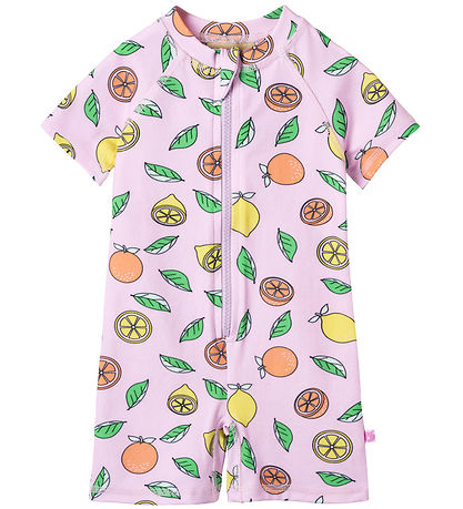 Småfolk Coverall Swimsuit - UV50+ - Pink Lavender w. Fruits