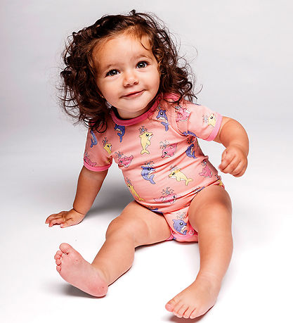 Småfolk Bodysuit s/s - Blossom w. Baby dolphins