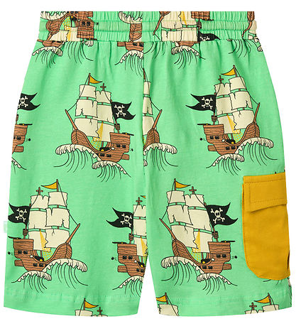 Småfolk Shorts - Minty Green Tea w. Pirate ships