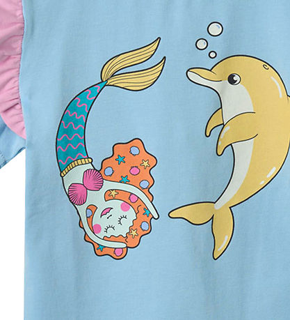 Småfolk T-shirt - Soft Sky w. Mermaid And Dolphin