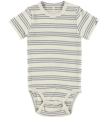 Sofie Schnoor Bodysuit s/s - Modal - Antique White W. Blue