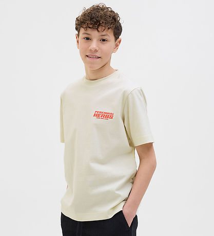 Jack & Jones T-shirt - JcoInterlude - Sweet Corn w. Text
