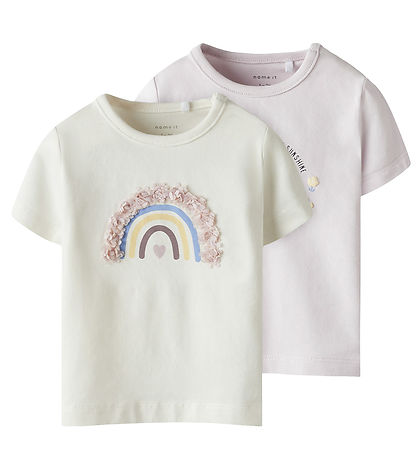 Name It T-shirt - NbfFines - 2-Pack - Cloud Dancer/Light Lila Name It T-shirt - NbfFines - 2-Pack - Cloud Dancer/Light Lila