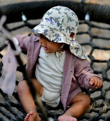 Mikk-Line Sun Hat - Long Neck - UV50+ - White Swan w. Flowers Mikk-Line Sun Hat - Long Neck - UV50+ - White Swan w. Flowers