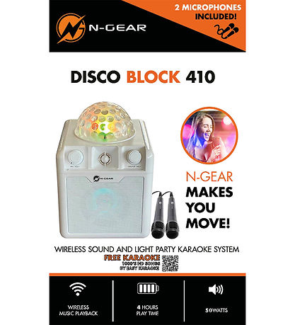 Enceinte Karaoké N-Gear - Bluetooth Disco Block 410 - Blanc