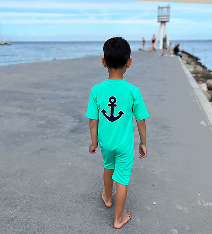 Petit Crabe Coverall Swimsuit - Noe - UV50+ - Parrot w. Anchor