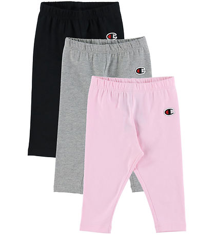 Champion Leggingsit - 3 kpl - Vaaleanpunainen/Harmaa/Musta