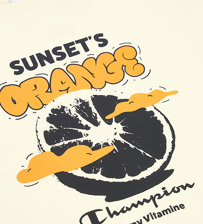 Champion T-shirt - Off White/Orange