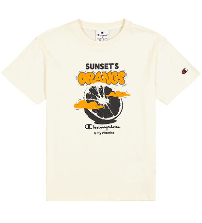 Champion T-shirt - Off White/Orange