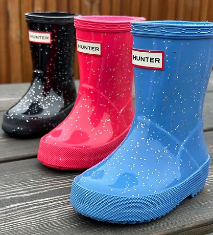 Hunter Rubber Boots - Kids First Giant Glitter - Black