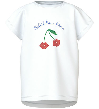Name It T-shirt - NmfViolet - Bright White/Soleil Cherry