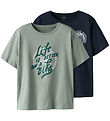 Name It T-shirt - NkmVagno - 2-Pack - Slate Gray/Navy Blazer