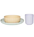 OYOY Dinner Set - Bioplastic - 3 Parts - Pullo - Pale Mint/Vanil OYOY Dinner Set - Bioplastic - 3 Parts - Pullo - Pale Mint/Vanil