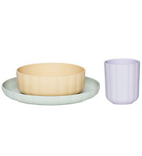 OYOY Dinner Set - Bioplastic - 3 Parts - Pullo - Pale Mint/Vanil OYOY Dinner Set - Bioplastic - 3 Parts - Pullo - Pale Mint/Vanil