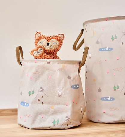 OYOY Storage Baskets - 2-Pack - Deer & Duck - Medium+ - Beige