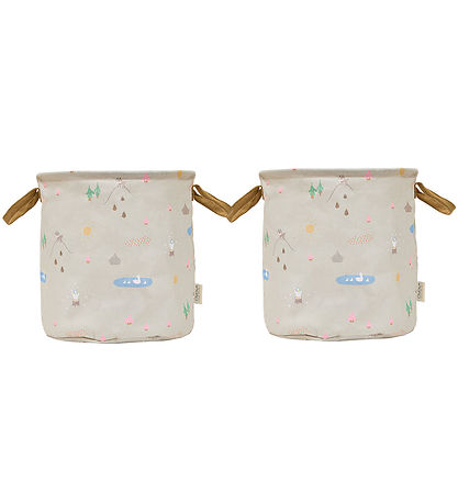 OYOY Storage Baskets - 2-Pack - Deer & Duck - Medium+ - Beige