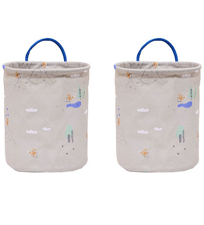 OYOY Storage Baskets - 2-Pack - Foxy - Small - Beige/Blue OYOY Storage Baskets - 2-Pack - Foxy - Small - Beige/Blue
