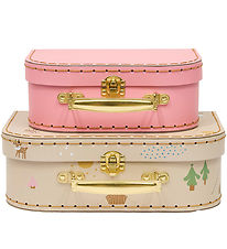 OYOY Cardboard Suitcase - 2-Pack - Deer & Duck - Camel/Rose OYOY Cardboard Suitcase - 2-Pack - Deer & Duck - Camel/Rose