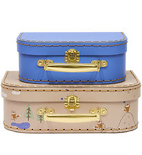 OYOY Cardboard Suitcase - 2-Pack - Fox - Beige/Blue OYOY Cardboard Suitcase - 2-Pack - Fox - Beige/Blue