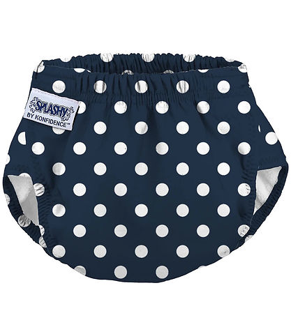 Konfidence Svømmebleie - E-Flex Splashy - Polka Navy/White Spo