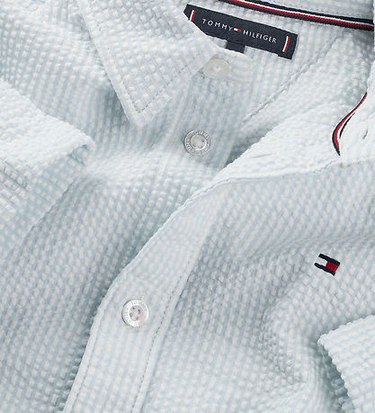 Tommy Hilfiger Shirt - Seersucker - Breezy Blue White Stripe