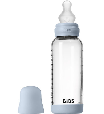 BIBS Peli - 240 ml - Gler/Sílikon - Baby Blue BIBS Peli - 240 ml - Gler/Sílikon - Baby Blue