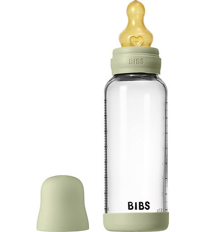 BIBS Feeding Bottle - 240 mL - Glass/Natural Rubber - Sage BIBS Feeding Bottle - 240 mL - Glass/Natural Rubber - Sage
